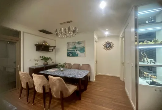 Luxury 3-bedroom apartment for rent at Star Lake, Tây Hồ Tây, 112m², fully furnished with living room, bedroom, kitchen, bathroom, and balcony.