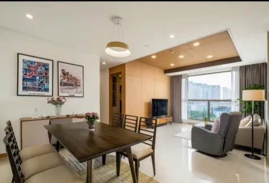 Luxury 2-bedroom apartment for rent at Star Lake, Tây Hồ Tây, 101m², fully furnished with living room, bedroom, kitchen, bathroom, and balcony.