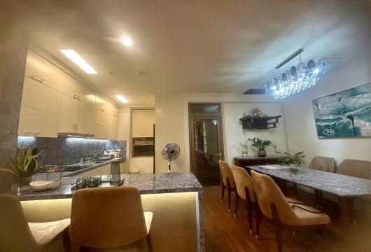 Luxury 3-bedroom apartment for rent at Star Lake, Tây Hồ Tây, 112m², fully furnished with living room, bedroom, kitchen, bathroom, and balcony.