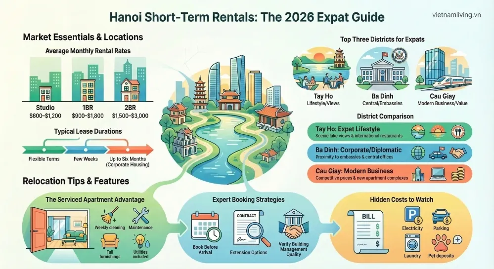 Short Term Apartment for Rent in Hanoi: 2026 Expat Guide